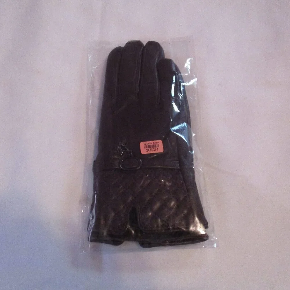 Touchscreen Gloves Leather Quilted Pattern Maroon